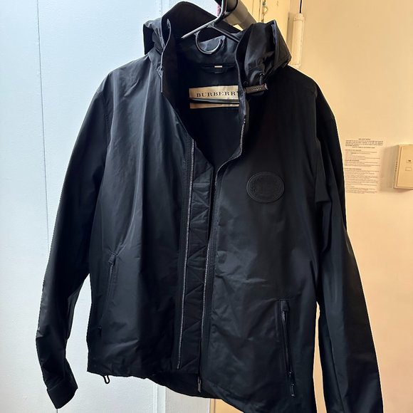 Burberry Jackets & Coats Men Burberry Black Windbreaker Rain Coat